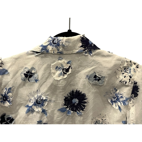 Kelly And Diane NWT Top and Skirt Floral Lace Set Size 10 Blue White Lightweight - Picture 8 of 15